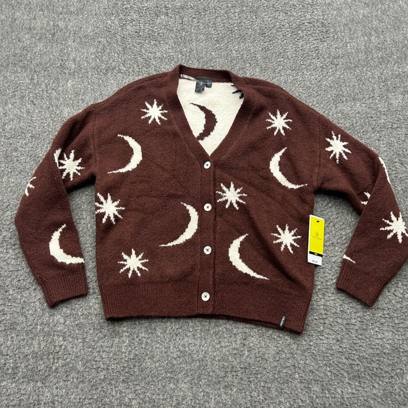 Volcom Other - Volcom Girls Sweater Medium 8/10 Celestial Moon Stars Cardigan Whimsigoth Fairy